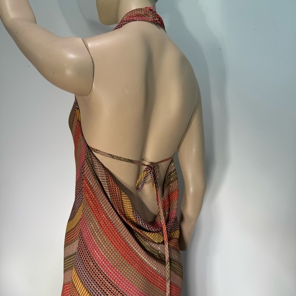 Conditions Apply Stripe Multicolor Halter Midi Dress Women’s Size Large Petite - Picture 4 of 12